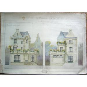 Drawing Of An Architecture Project At Asnières, 1906.