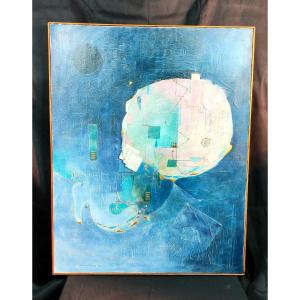 Oil On Canvas By Ponchon-davenas "circular Paradox"