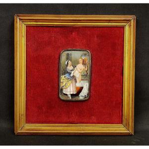 19th Century Erotic Glass églomisé