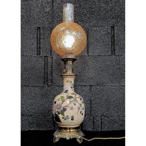 Art Nouveau Porcelain Table Lamp With Japanese Decoration