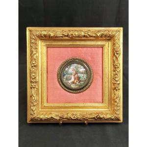 Follower François-louis Aubry: Miniature On Ivory, 19th Century