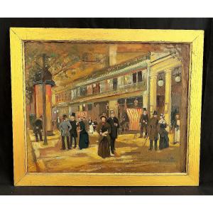 Paris - The Grands Boulevards - Oil On Cardboard, 1900