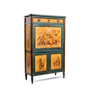 Louis XVI Secretary Desk With Rich Painted Decoration