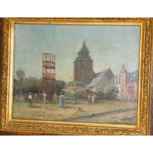 Oil On Canvas Late 19th Century, Croquet Game Scene, Circa 1890, 19th Century,