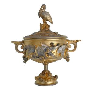 Napoleon III Period Jewelry Box, Gilt Bronze, 19th Century Art Nouveau Flower Case, Cassolette