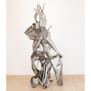 Alber Féraud Sculpture In Stainless Steel Signed And Dated 1976