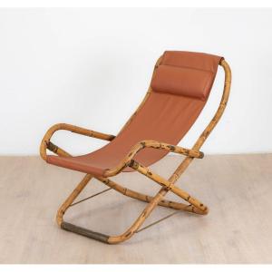  Vintage Bamboo And Brass Lounge Chair, 1960s
