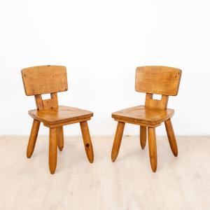Brutalist Elm Chairs, 1970s, Set Of 2