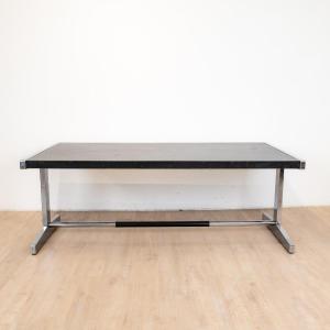 Dining Room Table, H-shaped Steel Base, Circa 1980