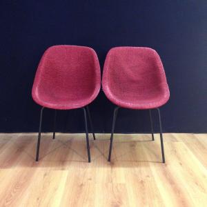 Chaises Roses By Geneviève Dangles-christian Defrance For Burov, 1950s, Set Of 2