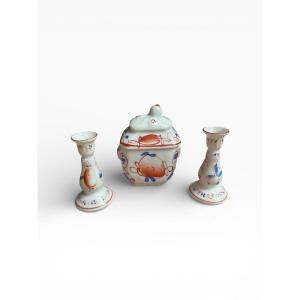 Set Of Three Miniature Earthenware Pieces, Circa 1870