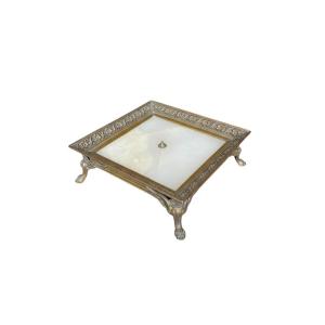 Bronze And Alabaster Louis XV Style Trinket Tray, Late 19th Century