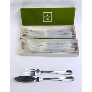 Christofle Fish Service Dax Model, 12 Forks And 12 Knives