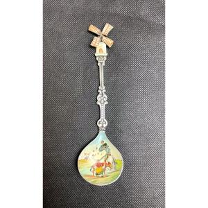 Collectible Spoon In Enameled Silver Metal, Don Quixote