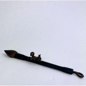 Bronze Paperweight By Haruhiko Shimoo For The Takaoka Foundry Child On A Brush