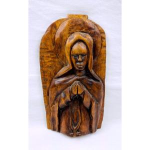 Carved Wooden Icon, Virgin In Prayer