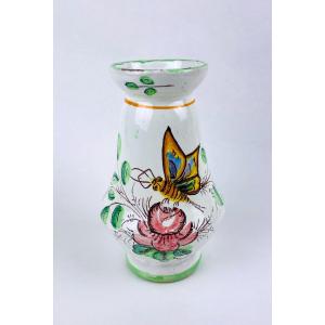 Small Italian Earthenware Vase With Butterfly Motif