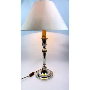 Large Silver Plated Bronze Lamp Base, Large Candle Holder