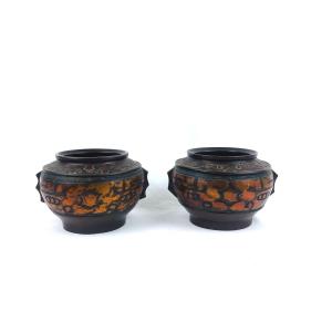Pair Of Bronze Pots, Vases China 1900