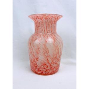 Pink Marbled Glass Vase, Murano