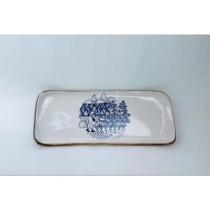 Madeleine Brault, Pottery Of The Colombe, Large Cake Dish Circa 1970