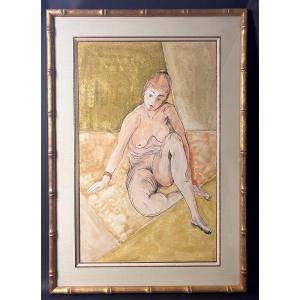 Ink And Watercolor, Female Nude