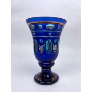 Chalice, Bohemian Crystal Vase Cobalt Blue