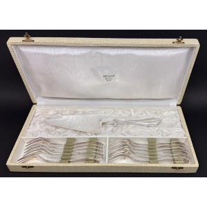 Cake Service, Forks And Shovel, Alfenide For Christofle Pompadour Model