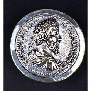 Antique Silver Plated Tape Measure, Replica Roman Coin