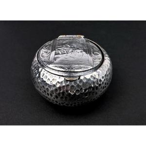 Hammered Silver Plated Copper Pill Box