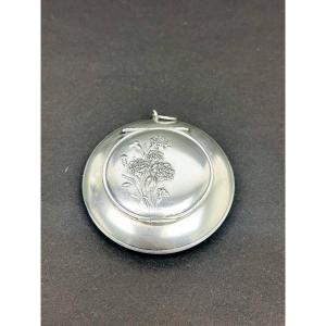 Powder Compact, Silver Pendant Pill Box