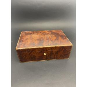 Box, Sewing Box In Burl And Marquetry