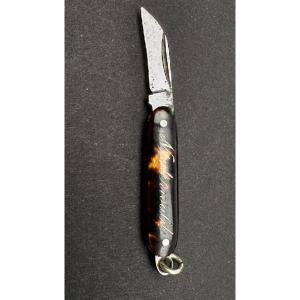 Very Small Miniature Tortoiseshell Folding Knife Or Pocket Knife, Travel Souvenir