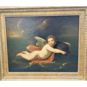 Oil On Canvas, School Of The Late 17th And Early 18th Centuries, Cupid Pulled By A Dolphin