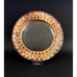 1960s Mirror In Resin, Composite Material In The Style Of Roland Zobel