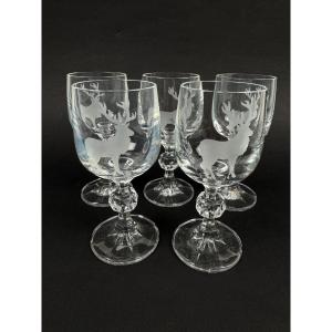 Set Of 5 Scottish Crystal Port Or Sherry Glasses