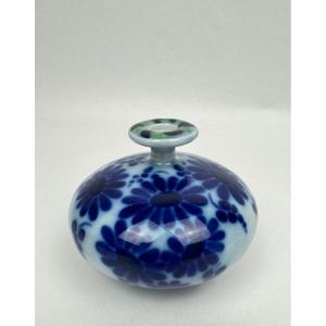  Tharaud Limoges – Blue And White Enameled Porcelain Vase No. 3