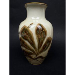 Tharaud Limoges – Limoges Porcelain Vase Decorated With Chestnut Leaves