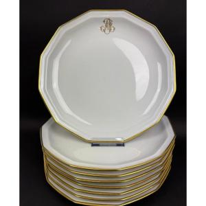 Set Of 8 Limoges Porcelain Soup Plates By Bernardaud – Bertille Model
