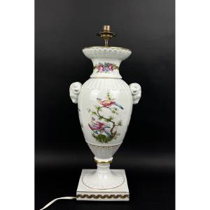 Raynaud, Limoges, Porcelain Lamp Base, Birds Of Paradise Model