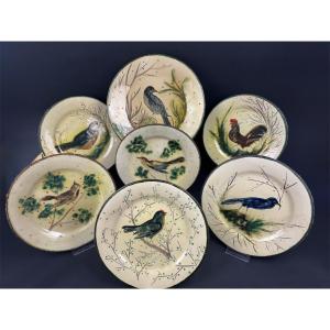 Costa Diaz Service – 6 Flat Plates + 1 Large Platter – Catalan Earthenware – Circa 1950