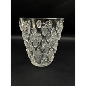  René Lalique Vase Model "malaga", Pressed Molded Glass 1937