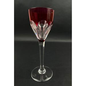 Saint-louis Red Crystal Rhine Wine Glass, Bristol Model, Height 21 Cm