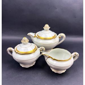 Tea Service, Selfish Or Single, In Limoges Porcelain, Former Royal Factory