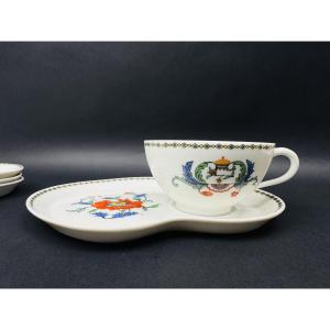 Set Of 4 Paris Porcelain Breakfast Cups, Pavot Model