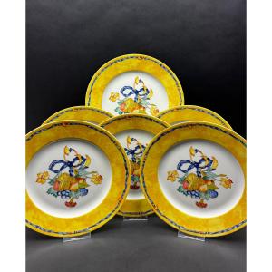 Bernardaud, Set Of 6 Borghese Pattern Dinner Plates