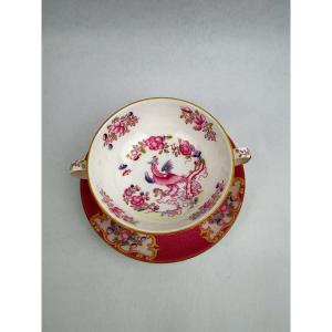 Minton, Pink Cockatrice Porcelain Bouillon