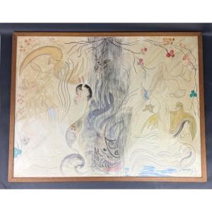 Esoteric Painting By Marie Gosselin "the Emulators Of Philemon And Baucis" 1962