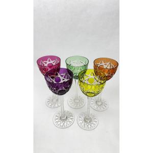 Set Of 5 Baccarat 19cm Double-layered Cut Crystal Glasses – Model S1136 2366.005