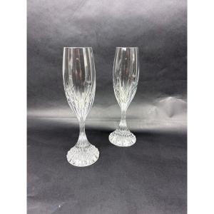 Set Of 2 Baccarat Massena Model Champagne Flutes